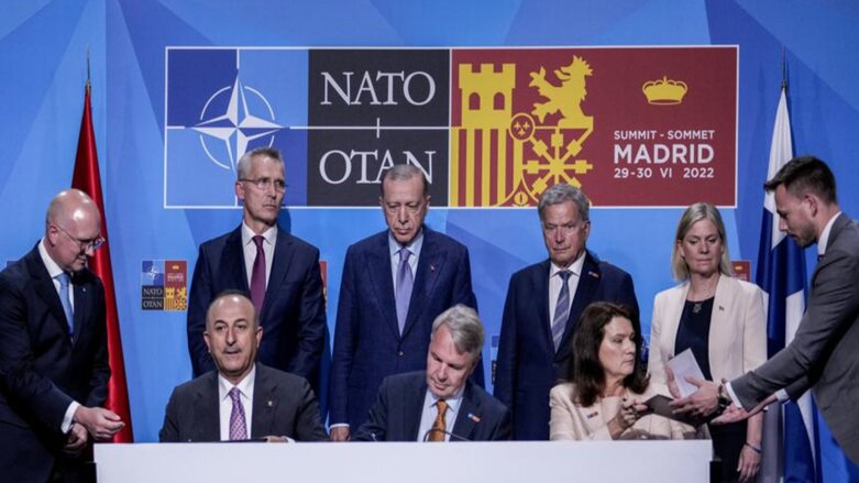Podpis memoranda, ve kterém Turecko souhlasilo s členstvím Finska a Švédska v NATO, v Madridu, Španělsko, 28. června 2022